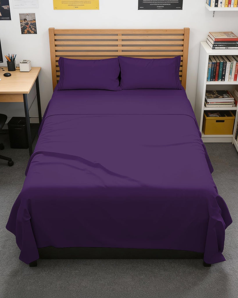 Full XL Sheets - 4 Piece Full XL Sheet Set - Breathable & Cooling - Purple
