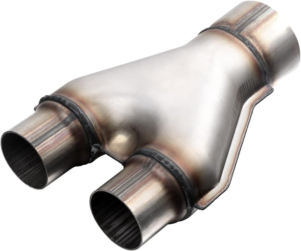 A-KARCK Exhaust Y Pipe 3" Inlet, Stainless Steel 2" Outlet 10" Long Y Pipe Withstands High Temperatures