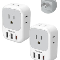 TESSAN 2 Prong to 3 Prong Outlet Adapter 2 Pack, US to Japan Plug Adapter
