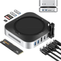 BAOZEE Mac mini M4 Dock with NVMe SSD Enclosure, 40Gbps 8TB SSD Support, 10-in-2 USB-C Hub with 2×USB-A, USB-C, 10Gbps,
