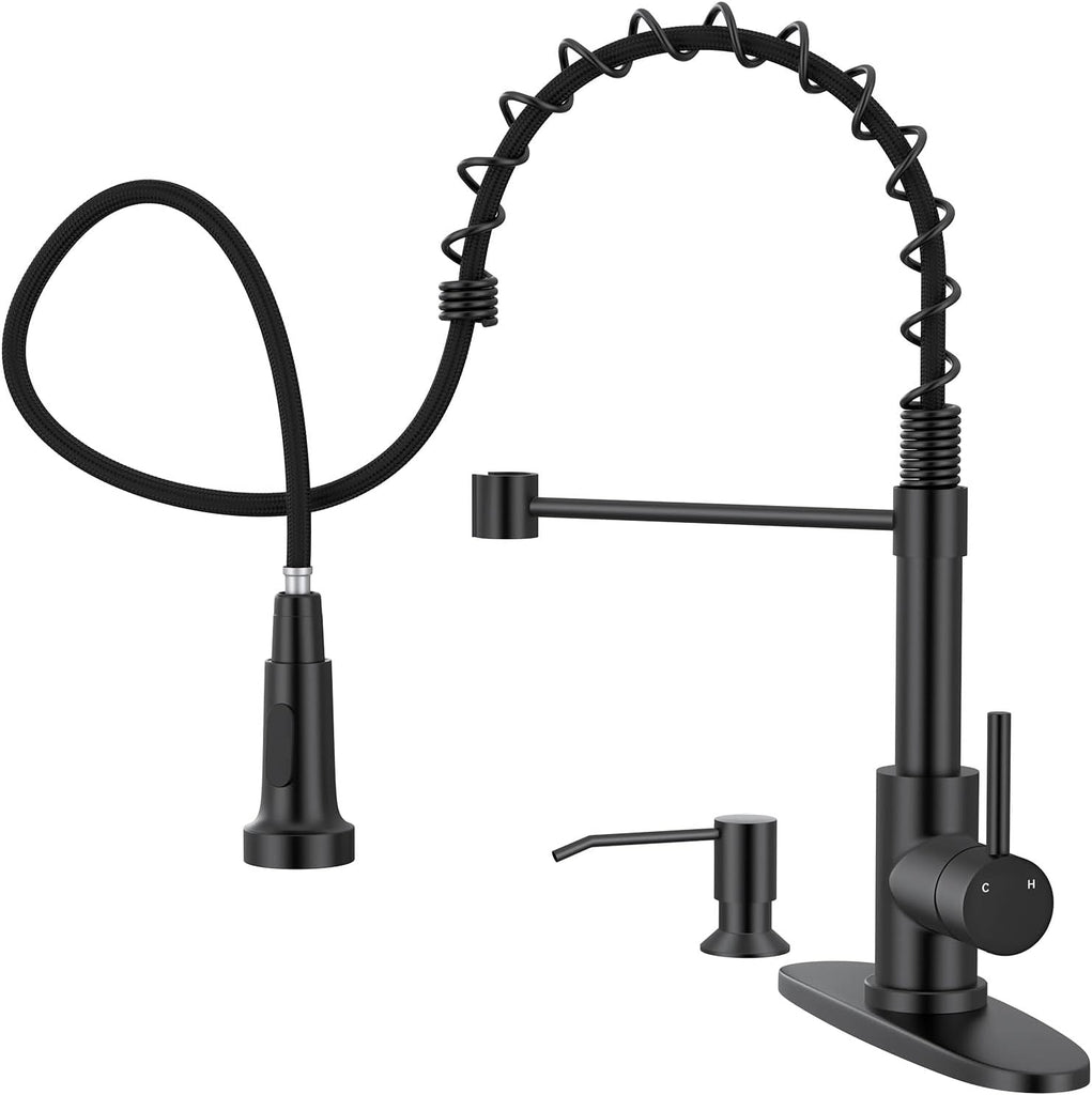 Arofa Kitchen Faucet with Pull Down Sprayer, Brushed Nickel Kitchen Sink Faucet 1-3 Hole Single Handle High Arc Stainles