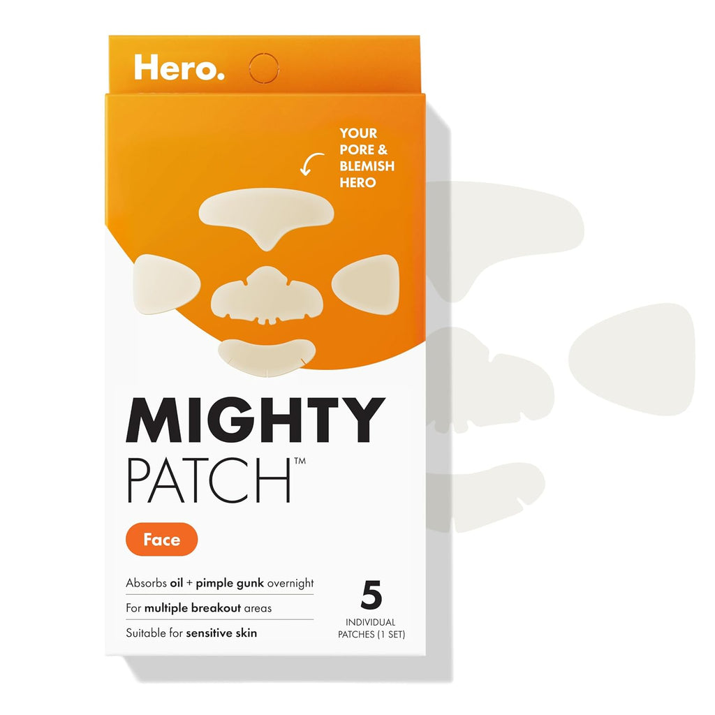 Mighty Patch Hero Cosmetics Face XL Hydrocolloid Face Mask for Acne, 5 Ct