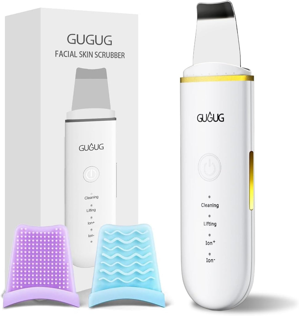 GUGUG - Espátula para exfoliar la piel, espátula facial, limpiador de poros, herramientas removedoras de puntos negros con 4 modos para limpieza profunda facial - Blanco