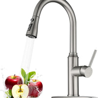 Arofa Pull Out Kitchen Faucet, 3-Mode Sprayer, Brushed Nickel