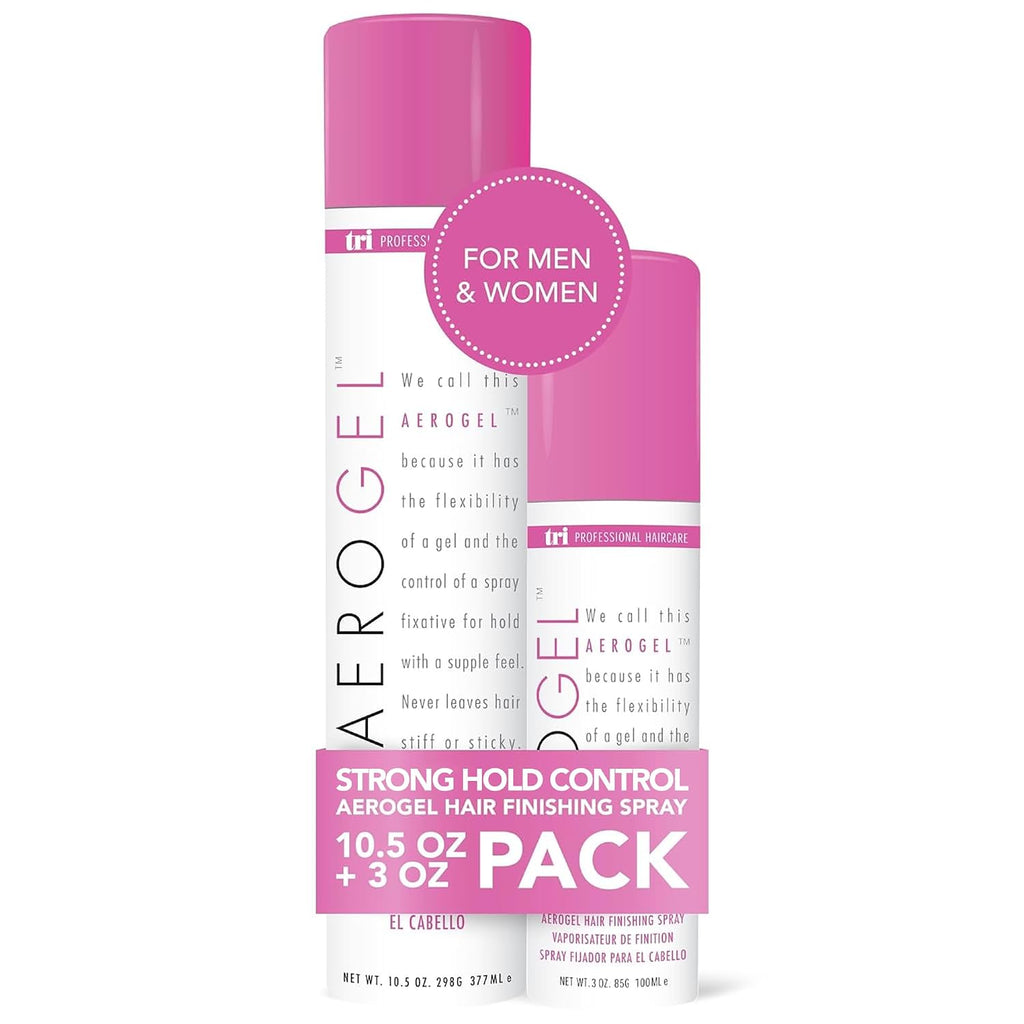 TRIDESIGN Aerogel Strong Hold Volumizing Hair Spray - 3oz & 10.5oz - 2 Pack