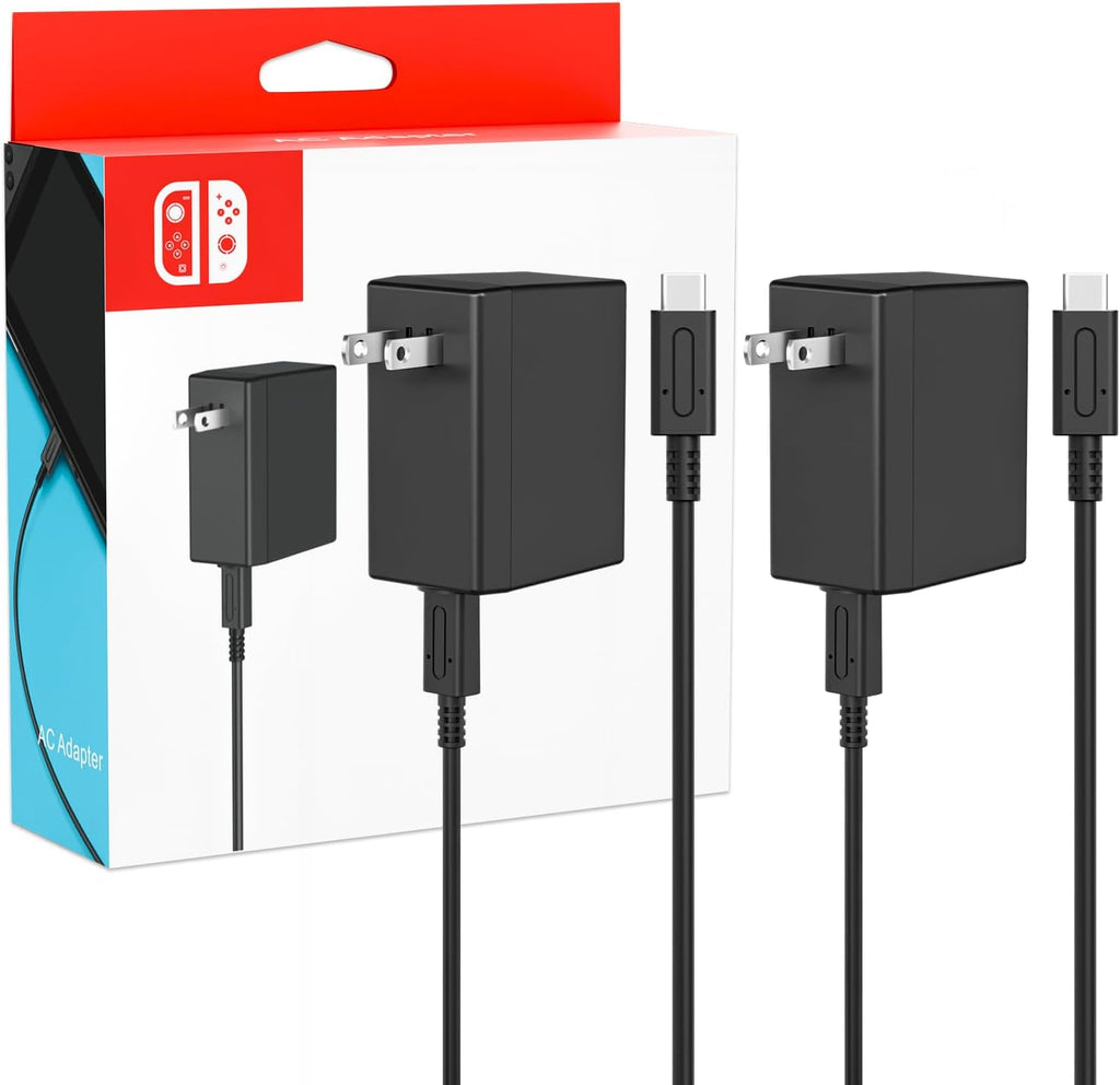 2-Pack Charger for Nintendo Switch, 45W AC Adapter Fast Charging with 2-Pack 10ft Detachable USB C Cable, Compatible wit