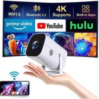 【Built-in APPS & Electric Focusing & 210° Rotation】Mini Projector With Wifi And Bluetooth, 1080P Portable Projector, Movie Projector for Bedroom, Supports Smartphones/TV Stick/iPad/PS5/Laptop/HDMI/USB