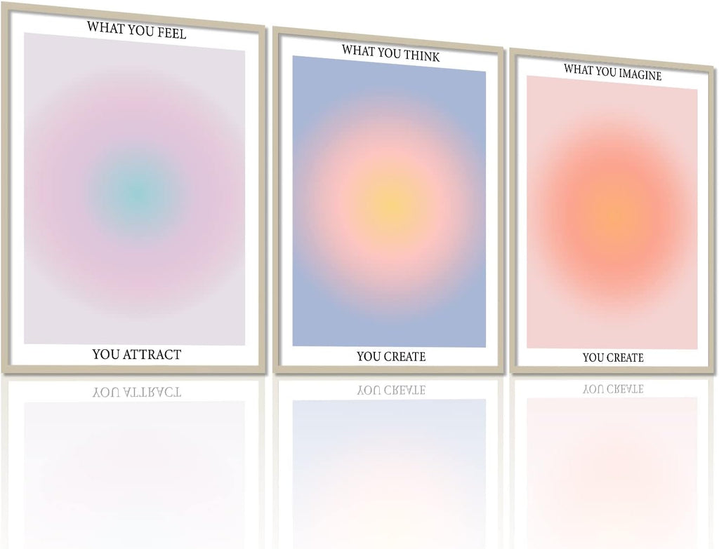 NCYEL 3 Colorful Abstract Posters Room Aesthetic Reiki Gradient Spiritual Affirmation Canvas Wall Art Positive Energy In