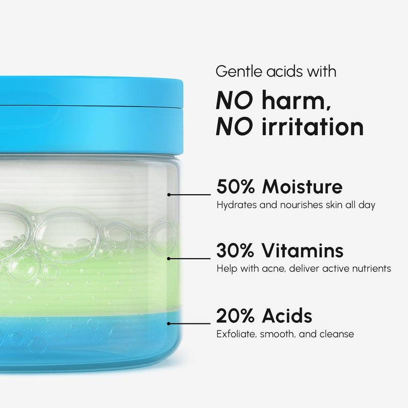 MAREE Almohadillas de ácido glicólico - Discos tonificantes para la limpieza facial - Disco exfoliante con aceite de árbol de té, ácido salicílico y vitaminas E, B3, B5 - Aparato para aclarar el acné