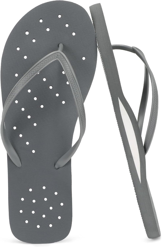 STQ Shower Flip Flops for Men Non Slip Shower Shoes Dark Grey Size 11