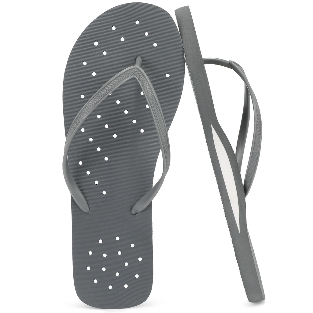 STQ Shower Flip Flops for Men Non Slip Shower Shoes Dark Grey Size 8