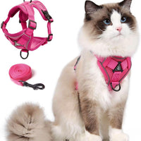 Cat Harness and Leash Set, Upgraded Escape Proof Adjustable Kitten Vest with Lead for Small Cat Outdoor Walking, Soft Br