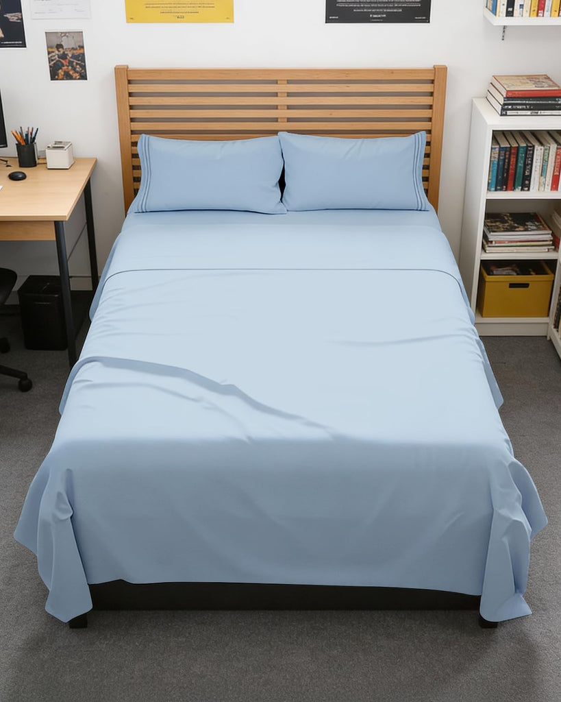 Full XL Sheets - 4 Piece Full XL Sheet Set - Cool & Breathable - Light Blue