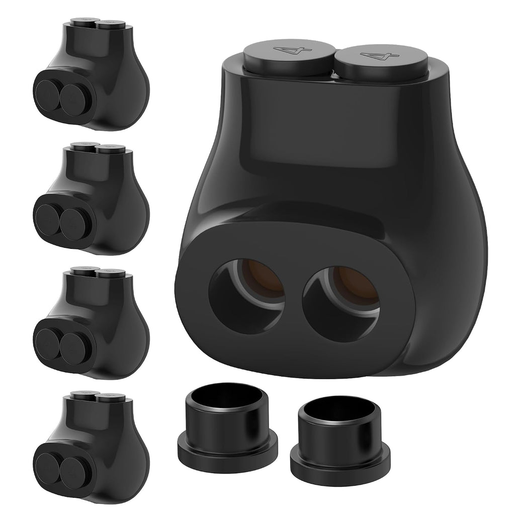 RVBOATPAT 2 Port Insulated Multi Tap Connector 4-14 AWG Aluminum to Copper Wire Connectors Single-Sided Entry Aluminum W
