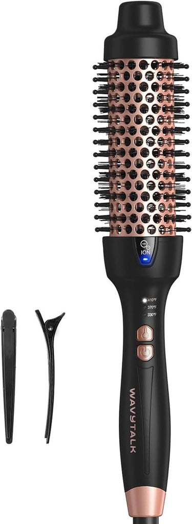 Wavytalk Versión Actualizada Cepillo Térmico para Aspecto de Peinado, Blowout Express Cepillo Redondo Térmico Iónico de 1.5 Pulgadas Hace el Cabello Más Suave Obtén Rizos Naturales, Doble Voltaje