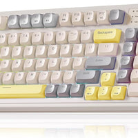AULA S99 Gaming Keyboard, Ergonomic Computer Keyboards, Wireless Creamy Keyboard Full Size Cute Backlit Media Knob Progr