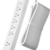 20Ft Long Extension Cord, SUPERDANNY Flat Plug Surge Protector Power Strip