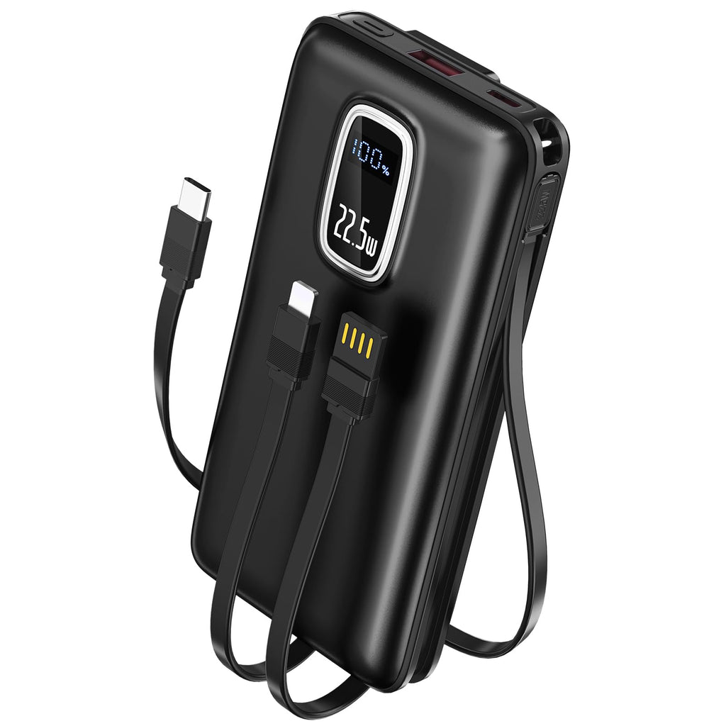 Portable Charger Power Bank,45800mAh Portable Phone Charger with 3 Built-in cable,20W Fast Charging USB C In/output Batt
