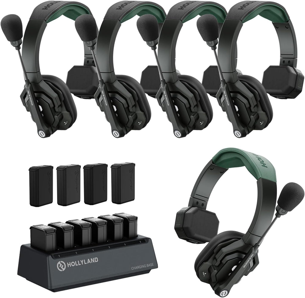 Hollyland Solidcom SE PRO 5-Users ENC Noise Cancellation Wireless Intercom Headset System 1312ft Team Communication with