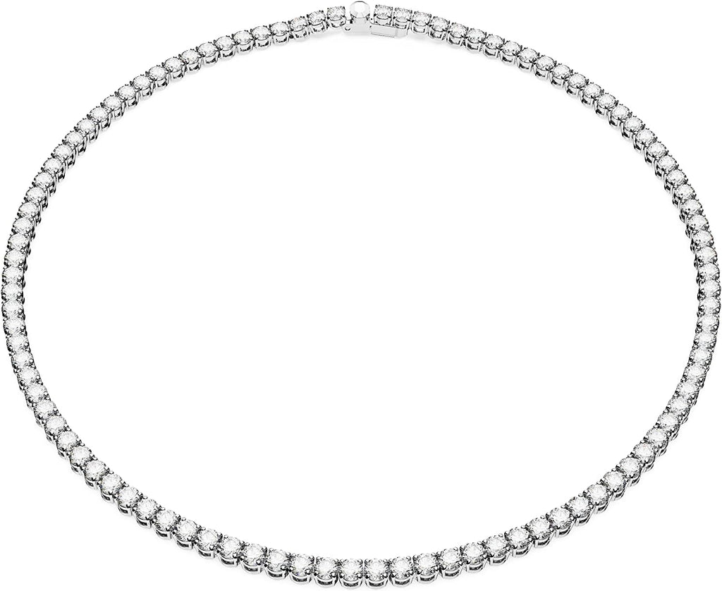 Swarovski Matrix Tennis Necklace with Clear Crystals on a Rhodium Finished Setting, Part of the Swarovski Matrix Tennis Collection