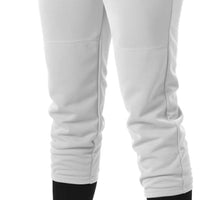 Athletic Fastpitch Softball Pants for Women. Low Rise Double Knit White Softball Pants with Belt Loop (Style 605PBW) X-S