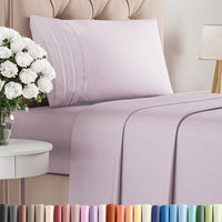 Twin Size 3 Piece Sheet Set - Breathable & Cooling Sheets - Light Lavender