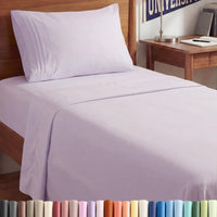 Twin XL 3 Piece Sheet Set - College Dorm Room Essentials - Light Lavender