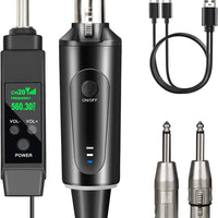 Depusheng 2.4GHz Wireless Microphone System Transmitter & Receiver with Volume Adjustment, Low Latency, Rechargeable, 15