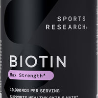 Sports Research® Biotin 10,000mcg w/Coconut Oil, 120 Count Plantgels™