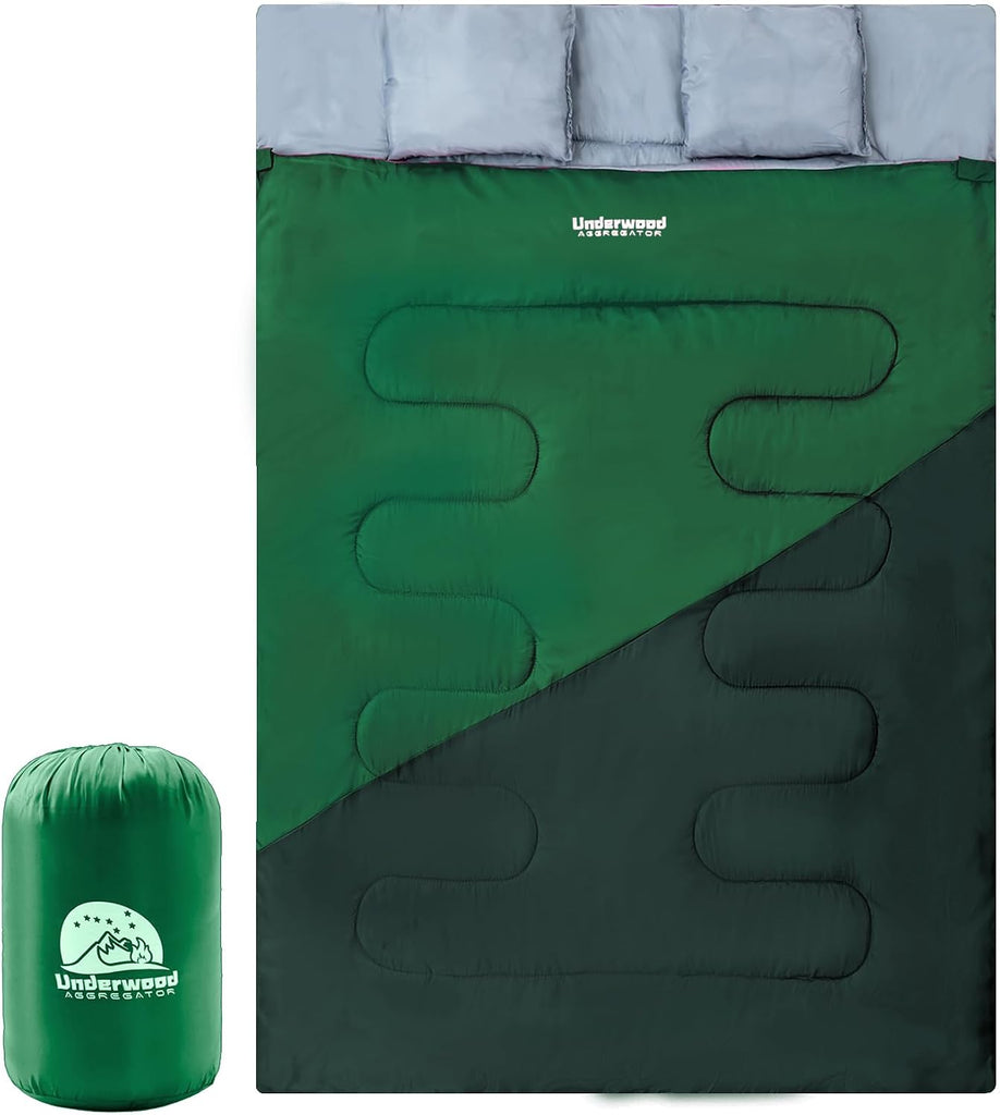 Double Sleeping Bag for Adults Kids, Lightweight 2 Person Sleeping Bag