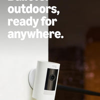 Ring Outdoor Cam (Stick Up Cam), Weather-resistant home or business HD security camera, Live View, Color Night Vision, Two-Way Talk, motion alerts, Works with Alexa, White