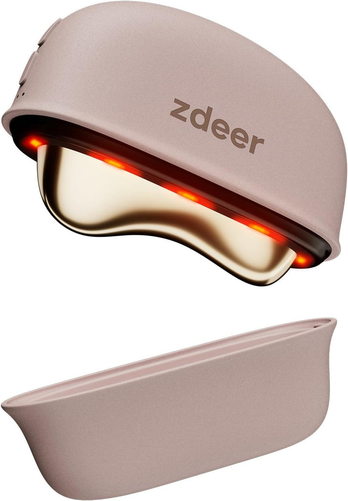 ZDEER GS5 - Herramienta de escultura facial eléctrica de latón Gua Sha con vibración, masajeador facial para mujer, terapia de luz roja LED para cuello y cara, dispositivo de reafirmación de la piel,