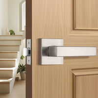 Tinewa Brushed Nickel Passage Door Lever Interior Door Handle, Heavy Duty Closet Hallway Door Handle Set,1 Pack