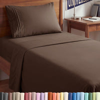 Twin XL 3 Piece Sheet Set - College Dorm Room Essentials - Brown