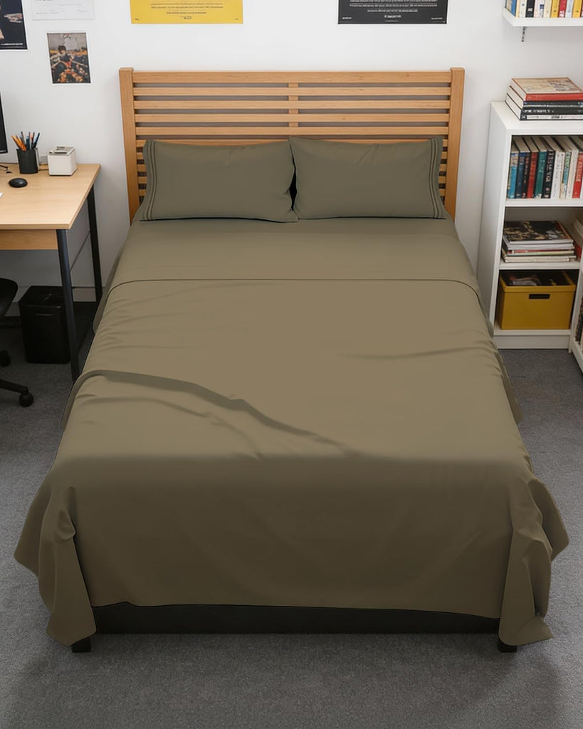 Full XL Sheets - 4 Piece Full XL Sheet Set - Breathable & Cooling - Khaki