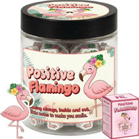 Positive Flamingo Jar with 60 Daily Affirmation Cards, Emotional Support Flamingo Decor, Mini Flamingo Figurines, Birthday Gifts for Women and Friends, Inspirational Desk Present for Coworkers