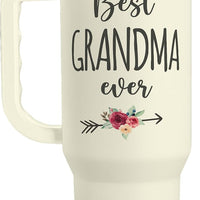 Grandma Tumbler with Handle 40oz, Grandmother Gifts from Granddaughter Grandson, Stainless Steel Tumblers Coffee Travel