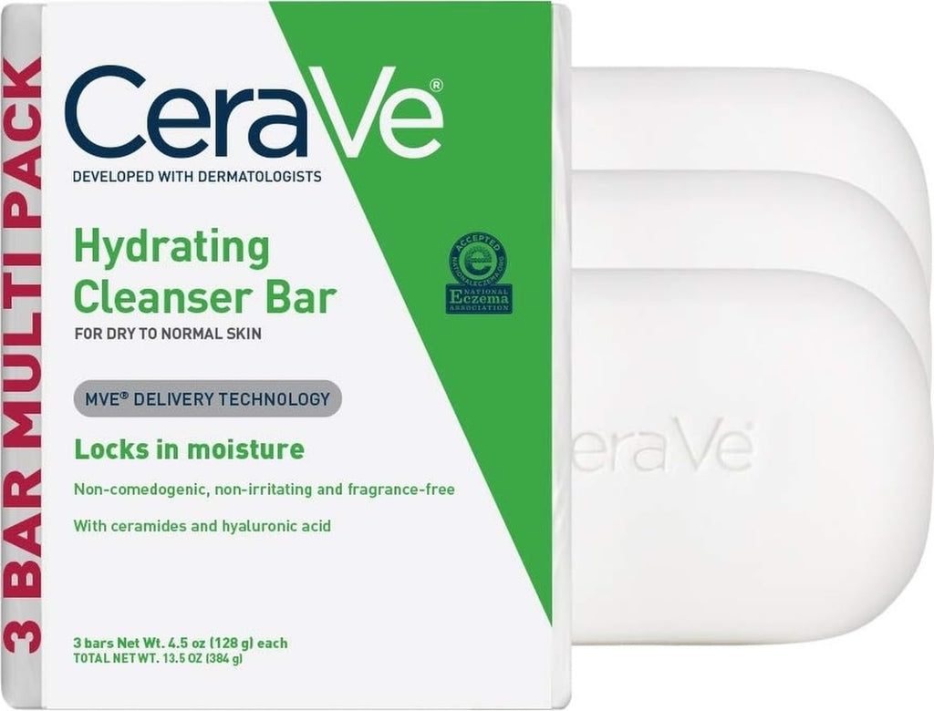 CeraVe Hydrating Cleanser Bar, Face Wash with 5% Moisturizing Cream, 3-Pack