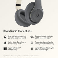 Beats Studio Pro - Gris arena — Audífonos over-ear premium con ANC, hasta 40h