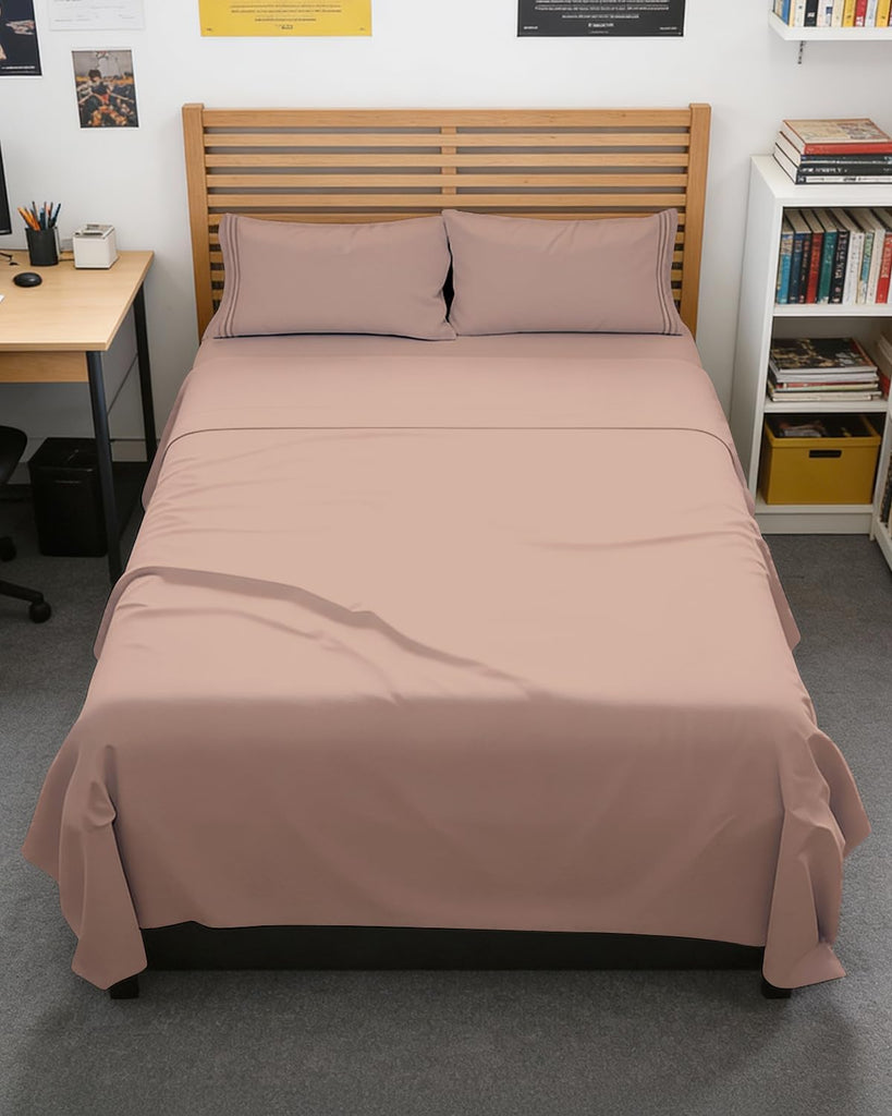 Full XL Sheets - 4 Piece Full XL Sheet Set - Breathable & Cooling - Mauve