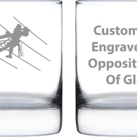 Custom Lineman Electrician Personalized Whiskey Rocks Glass - Electrician Gifts for Electricians - 10.25 Oz Rocks Glasse