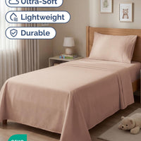 Twin Size 3 Piece Sheet Set - Comfy Breathable & Cooling Sheets - Mauve