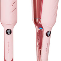 Wavytalk Power Wave - Engarzador de pelo, rizador, diseño de ventilación para menos daños, iónico reduce el encrespamiento, ondulado sin esfuerzo, plancha de doble voltaje, rosa