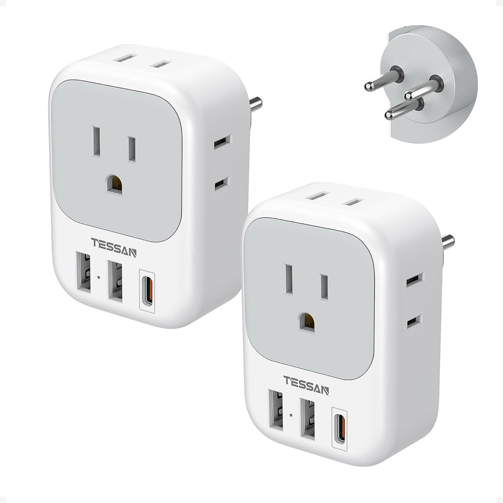 TESSAN Israel Adapter Plug, 2 Pack, Type H Travel Adaptor
