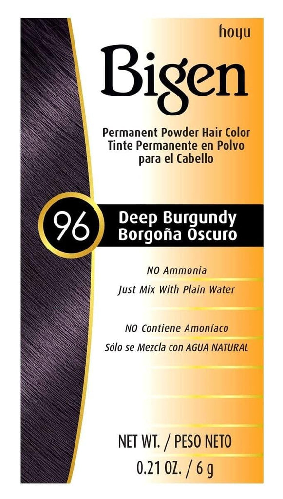 Bigen Permanent Powder Hair Color 96 Deep Burgundy 1 ea 0.21 oz (Pack of 6)