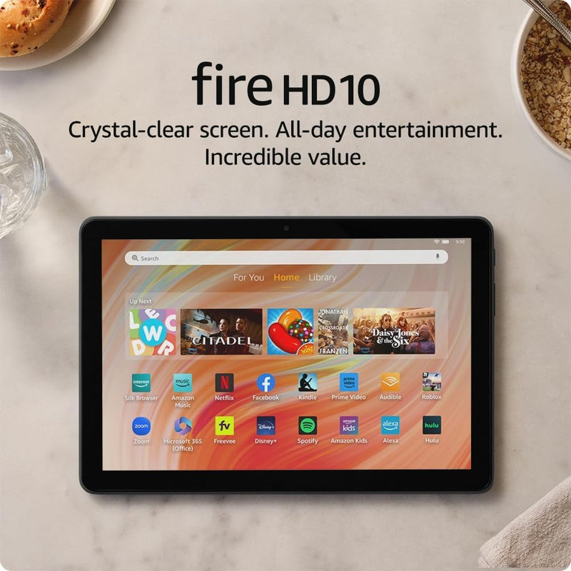 Fire Tablets Amazon Fire HD 10 tablet, built for relaxation, 10.1" vibrant Full HD screen, octa-core processor, 4 GB RAM, 32 GB, Black