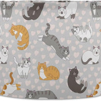 LEANSHSA Cute Cat Print Collapsible Round Storage Basket with Handles