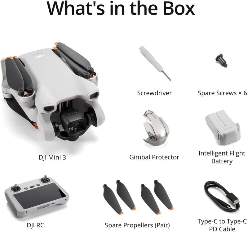 DJI Mini 3 (DJI RC), Lightweight 3x Mechanical Gimbal Drones with Camera for Adults 4K, 38-min Flight Time, up to 32800ft (10km) Video Transmission, Vertical Shooting, GPS Auto Return Integrated