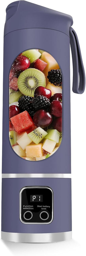 Lilogi 500ML Portable Smoothie‑Maker Cup,12‑Blade USB‑C Rechargeable Juicer with LED Display, Travel‑Sized Drink Mixer for Kitchen,Office,Gym & Outdoor Activities