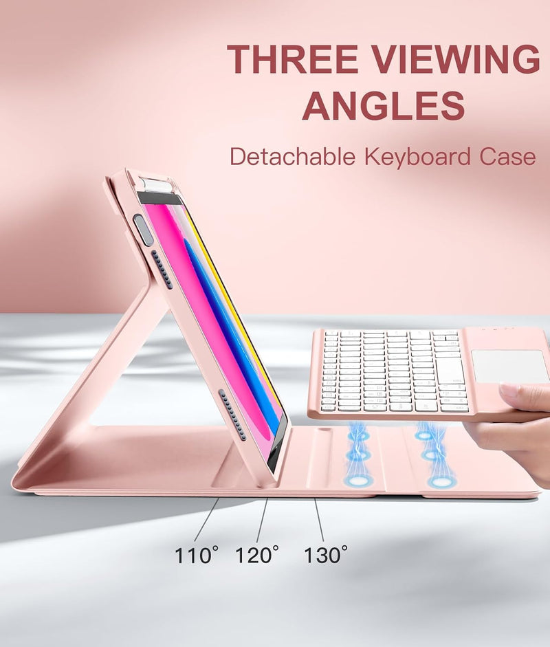 Funda con Teclado Harvopu para iPad 11" (A16) / iPad 10.ª Gen - Rosa Claro